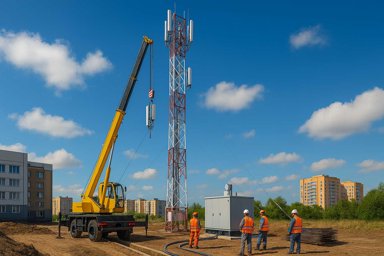 Базовая станция GSM и 4G в городской застройке